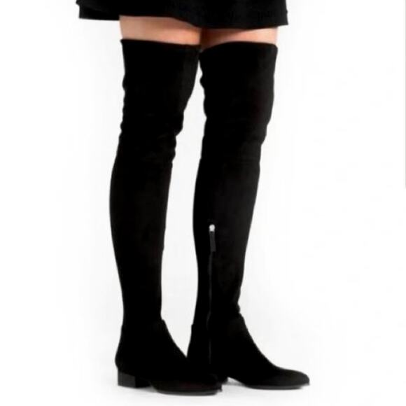 Donna Karan Lyra Black Over-The-Knee/Thigh High Boots Size 8 Goat Leather New - Picture 2 of 16